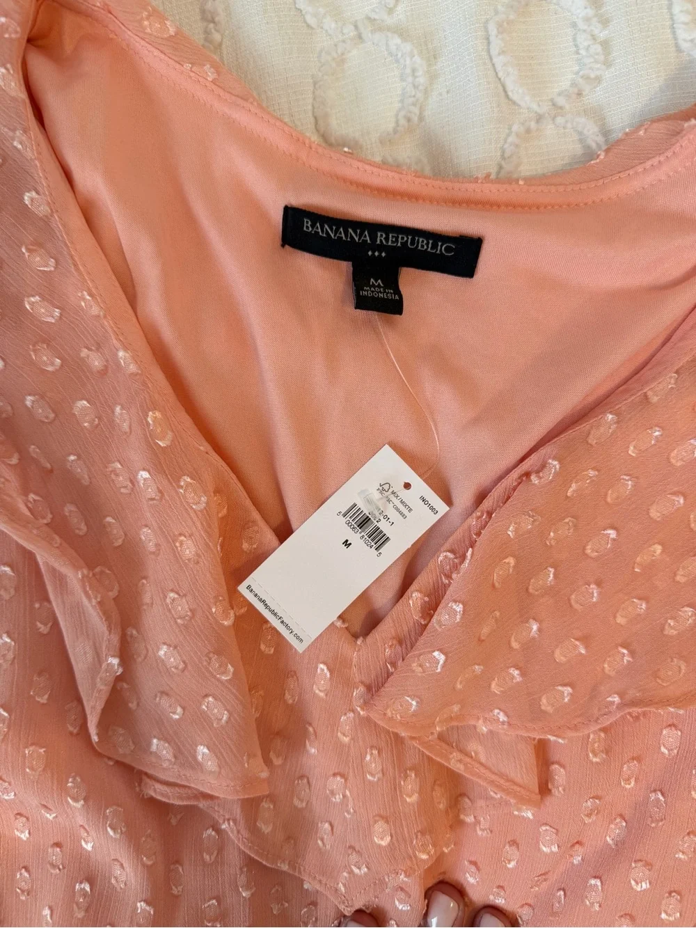 Banana Republic Peach Pink Ruffled V-Neck Blouse